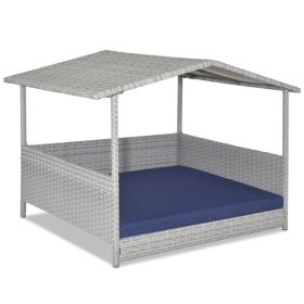 Wicker Dog House with Waterproof Roof and Washable Cushion Cover Wicker Dog House with Waterproof Roof and Washable Cushion Cover
